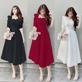 [Đầm bigsize nữ 50kg-90kg] Đầm dài đi tiệc sang chảnh màu đỏ, trắng, đen, nhiều mẫu mặc tết, chơi noel, chụp hình