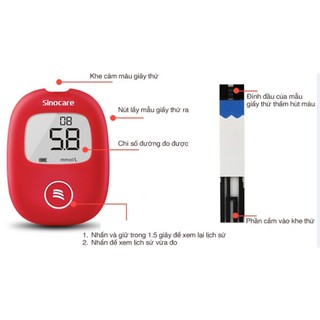 Máy Đo Đường Huyết Sinocare Safe AQ Smart Tặng 25 Que 50 Kim