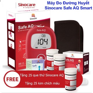 Máy Đo Đường Huyết Sinocare Safe AQ Smart Tặng 25 Que 50 Kim