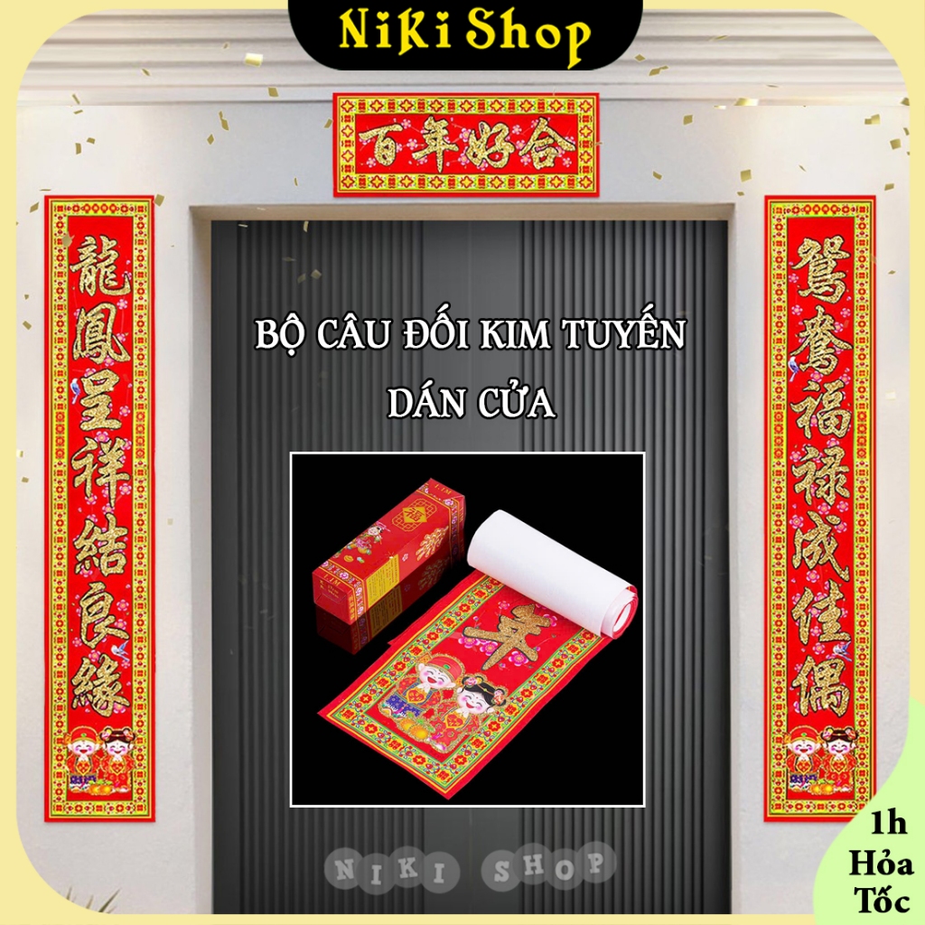 *CẶP LIỄN GIẤY NHUNG & KIM TUYẾN TRONG NGÀY CƯỚI 3 kich cỡ