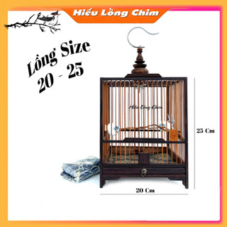 ( Tặng Full Phụ Kiện ) Lồng Chim Khuyên - Hút Mật Size 20 - 25 Gỗ Mun  ( Ráp Sẵn Thành Lồng )