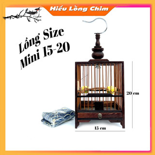 ( Tặng Full Combo ) Lồng Chim Khuyên - Chim Hút Mật Size Vuông 15 Cao 20 Gỗ Mun Công  ( Ráp Sẵn  )