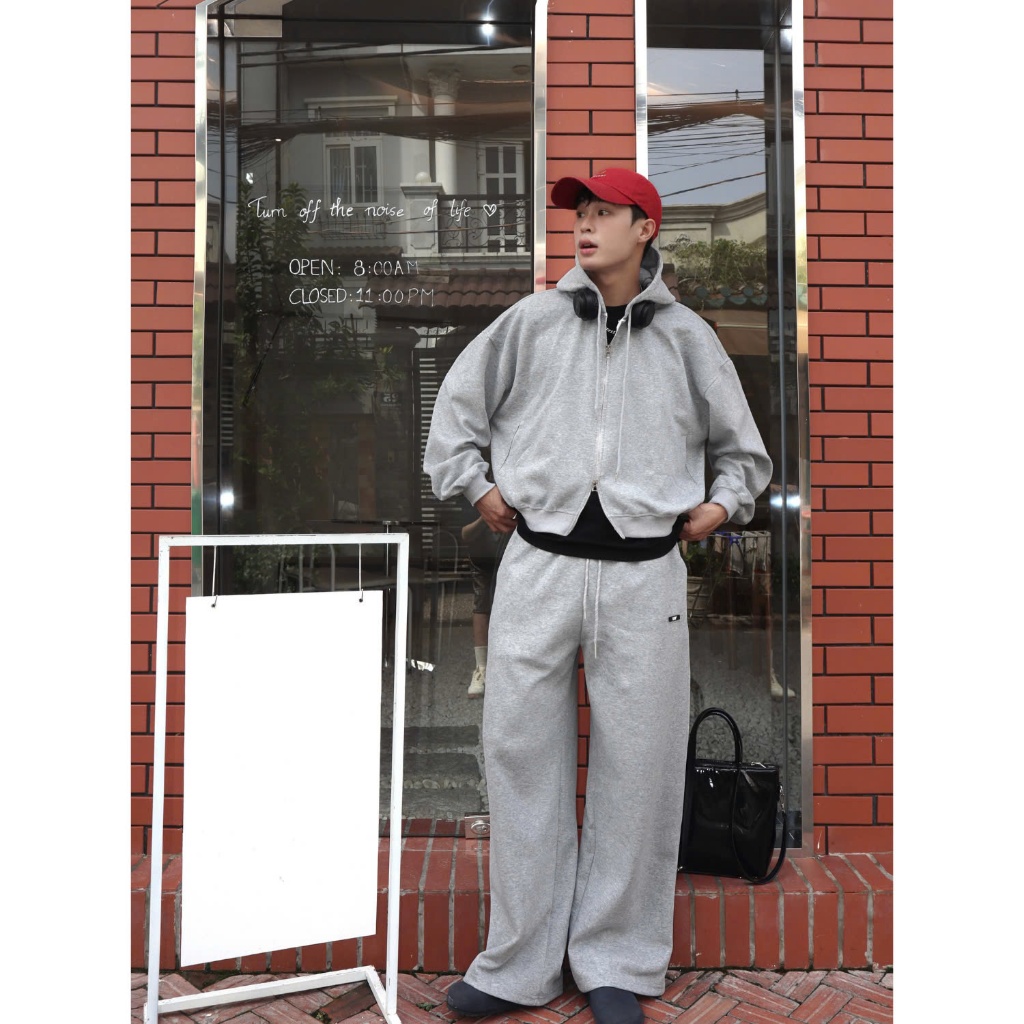 Hoodie Zip Form Boxy GODMOTHER Nỉ 2 Da Khóa 2 Đầu Chống Nắng Unisex Phong Cách Hàn Quốc Đen - Xám | BigBuy360 - bigbuy360.vn