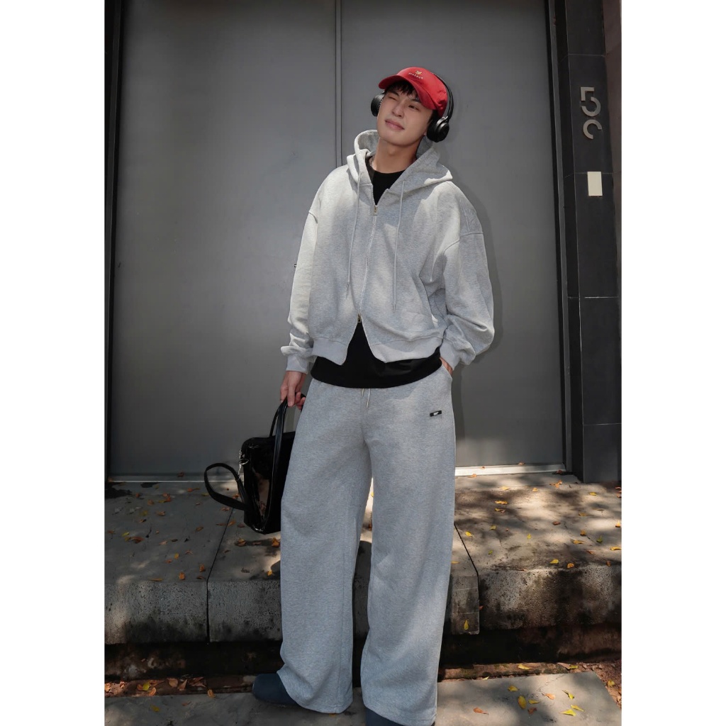 Hoodie Zip Form Boxy GODMOTHER Nỉ 2 Da Khóa 2 Đầu Chống Nắng Unisex Phong Cách Hàn Quốc Đen - Xám | BigBuy360 - bigbuy360.vn