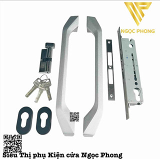 Khoá cửa  đi lùa tay nắm chữ C sử dụng cho cửa xingfa đen / bạc siver