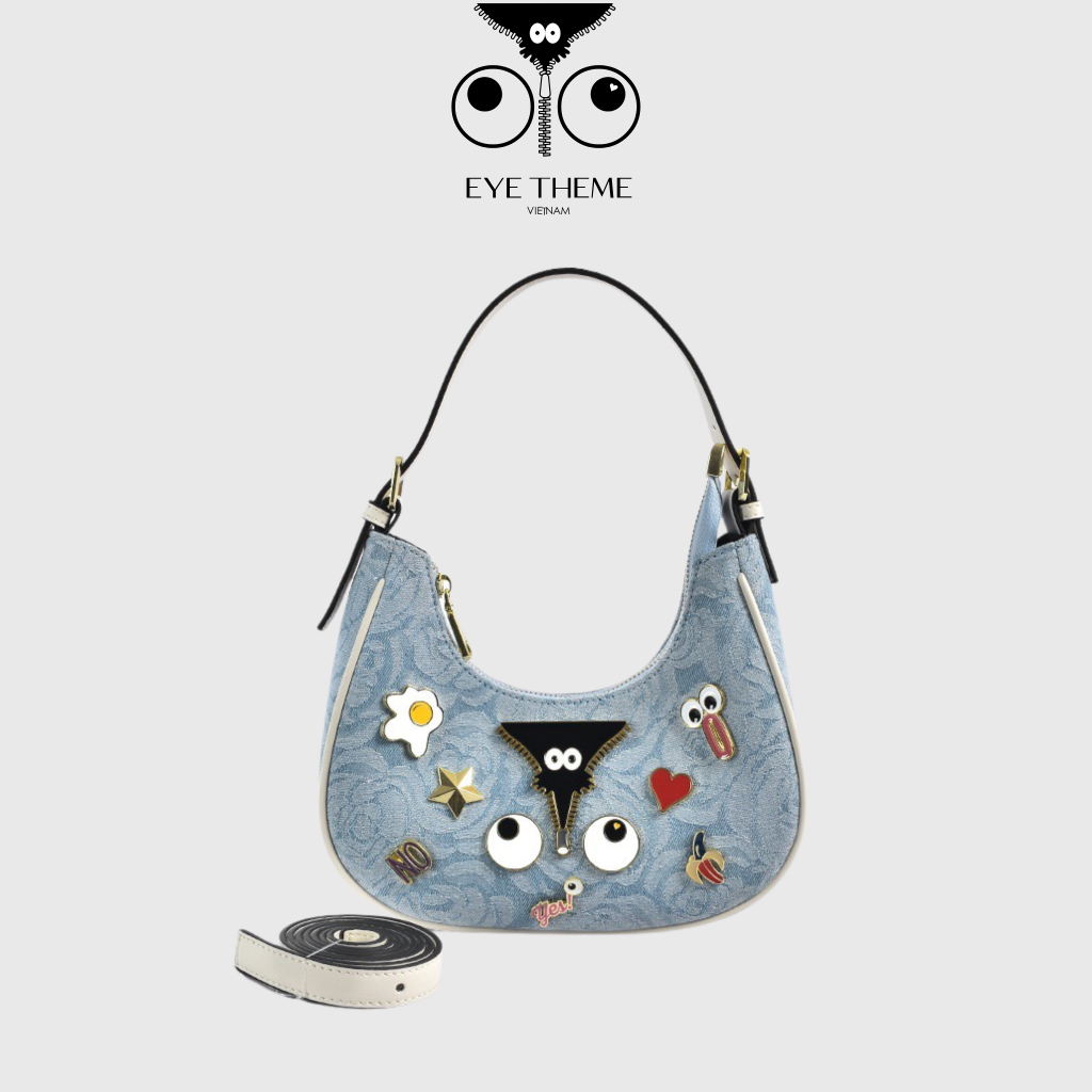 【 EYETHEME CHÍNH HÃNG 】Túi Size S Dáng Ho-bo Trăng Khuyết Đính Kèm Icon Dễ Thương 2484J - Small Ho-bo Handbag