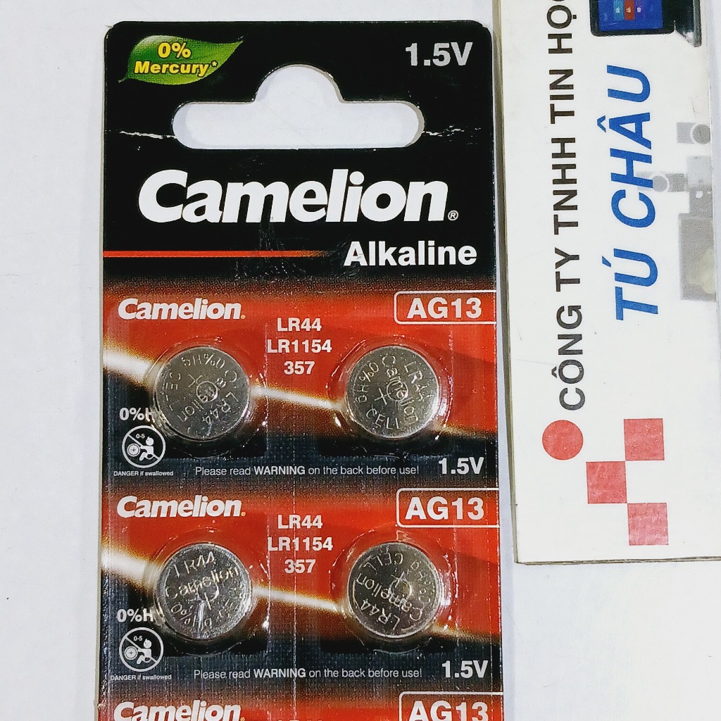 Pin AG13, LR44, G13, LR44, A76, GP76A, 357, SR44W - 1.5V / Hiệu Camelion