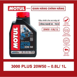 DẦU NHỚT DÀNH CHO XE SỐ/ XE TAY CÔN MOTUL 3000 PLUS 4T 20W50 0.8ml vs 1 Lít
