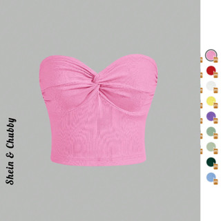 [Bigsize 45-75kg / Order] Áo ống xoắn nơ ngực ôm dáng vải thun tăm co dãn trẻ trung năng động cơ bản tối giản