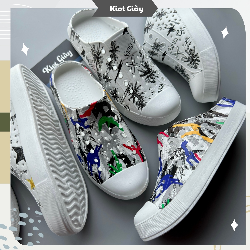 Dép sục nam nữ siêu nhẹ thoáng khí - Giày sục nhựa hở gót đi mưa, đi biển siêu bền tặng kèm Sticker