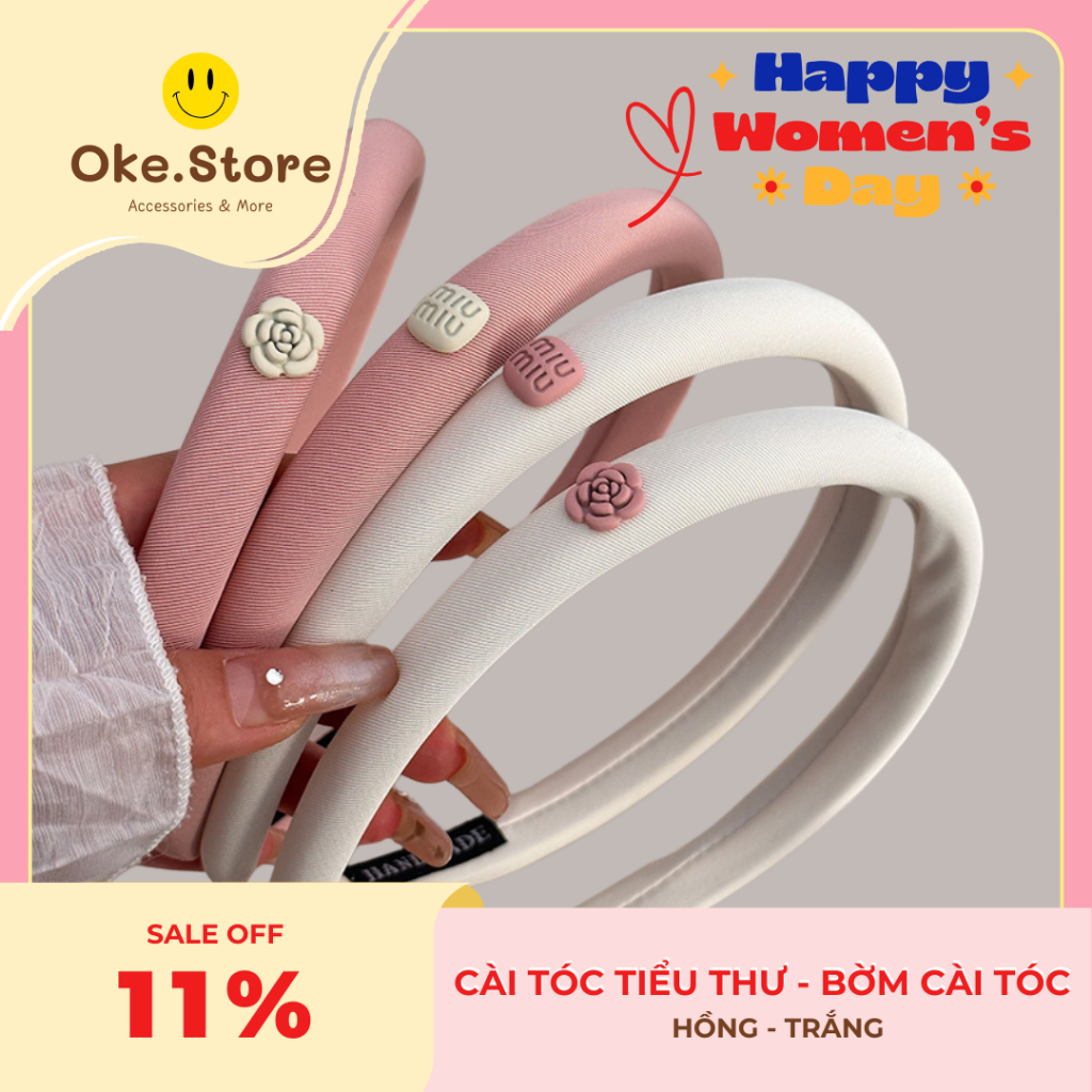 Băng đô cài tóc, cài tóc tiểu thư, bờm cài tóc Oke Store basic phối charm miumiu phụ kiện tóc 7C2
