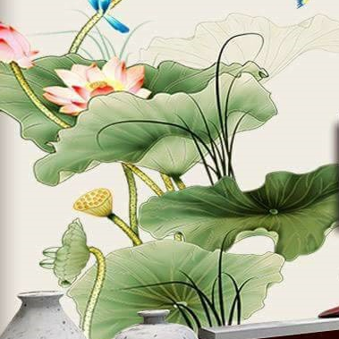 Decal dán tường 3D Cao Cấp Hoa Sen CH2001