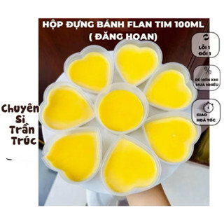 Combo 50 hộp nhựa flan tim,hủ flan hình trái tim 100ml Đăng Hoan làm rau câu, hộp đựng bánh plan