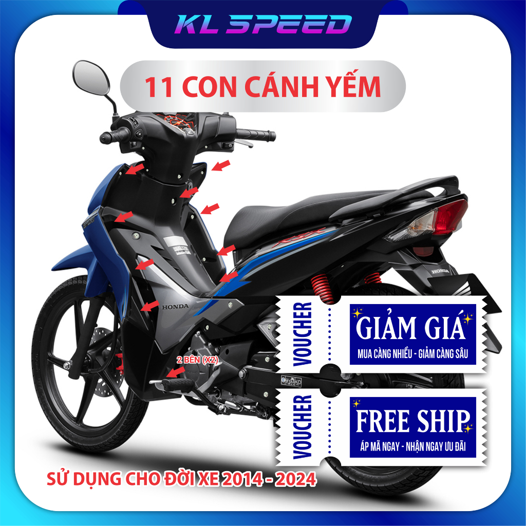 Bộ ốc Salaya gắn Wave RSX FI dàn áo | dàn chân | baga | che sên | yếm(2014-2025) Chống Gỉ, Siêu Bền