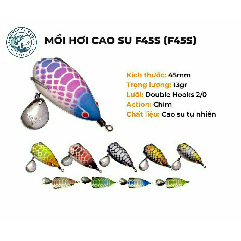 Mồi Câu Lure Nhái Hơi F45S 4,5cm/13g Cam Kết Hàng Của WORLD OF BAIT