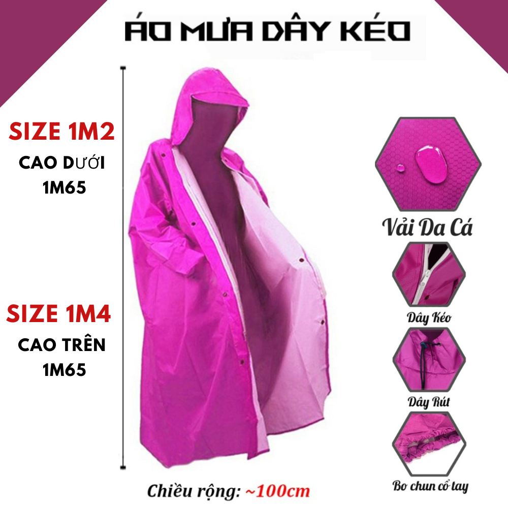 Áo mưa đi xe máy 1 người có khoá kéo bít toàn thân  vải tổ ong mềm mại, chống thấm tuyệt đối .