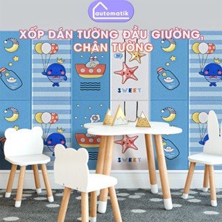 Xốp Dán Đầu Giường Chân Tường Phòng Ngủ Combo 7mm Automatik Góc Cạnh 3D Cho Bé Phòng Khách Chống Va Đập Thấm Nước Sạch