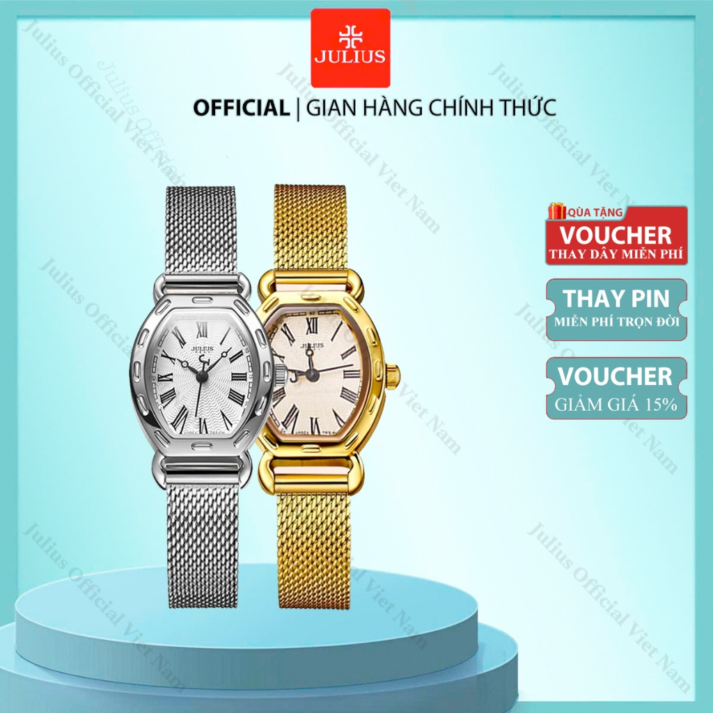 Julius Official | đồng hồ nữ Julius, đồng hồ đeo tay dây thép JA-544 & dây đồng hồ thay Size 10