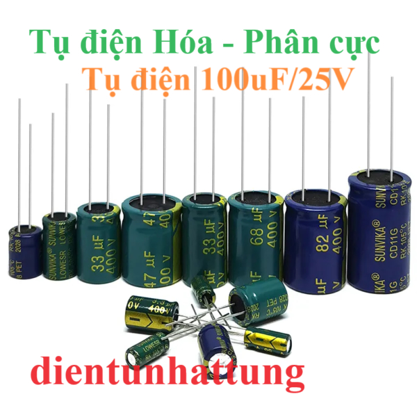 TỤ ĐIỆN PHÂN CỰC 100uF/25V ĐẾN 680UF/25V , TỤ HÓA TẦN SỐ CAO