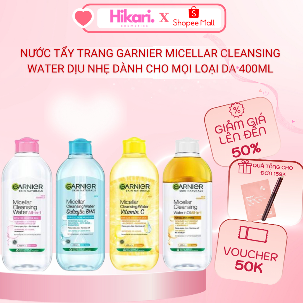 Nước Tẩy Trang Garnier Micellar Cleansing Water Dịu Nhẹ Dành Cho Mọi Loại Da 400ml