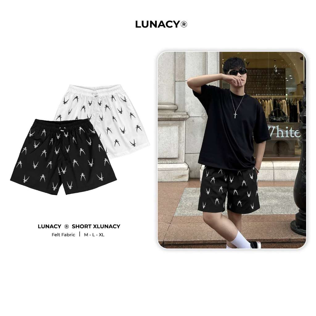 Quần short dù X-Lunacy form trên gối Nam nữ oversize streetwear Lunacy