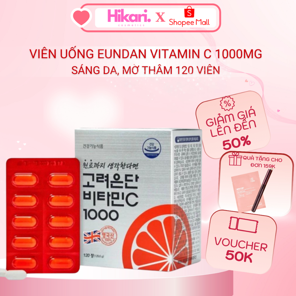 Viên uống Eundan Vitamin C 1000mg Vitamin C 1000mg Sáng Da, Mờ Thâm 120 viên