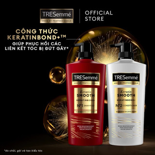 Dầu Gội và Dầu Xả TRESEMME Keratin Smooth Dưỡng tóc khô xơ rối Công thức chuẩn salon Vào Nếp Suôn Mượt 640g, 620g