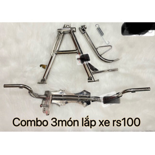 Combo chống nghiêng chống đứng gác chân máy inox lắp xe Wave RS100 (ảnh thật)