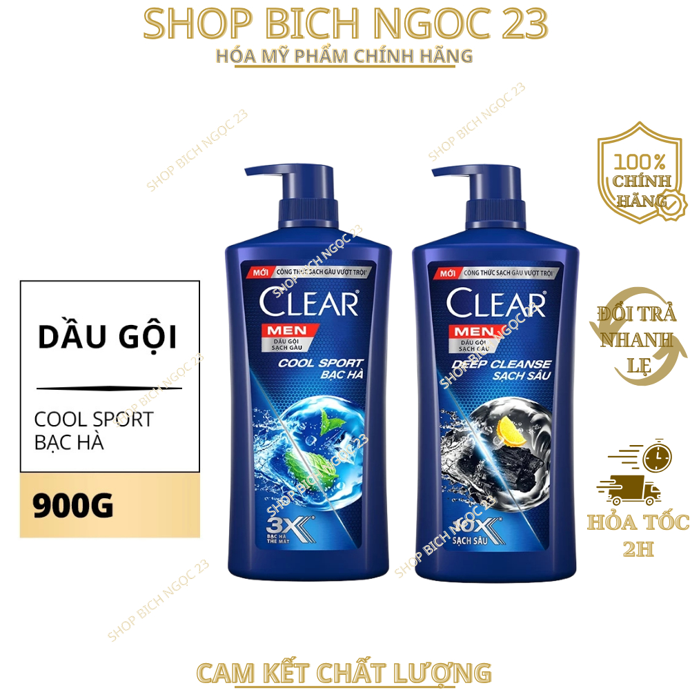 Dầu Gội Đầu Clear Men Cool Sport Bạc Hà 630g, 900g