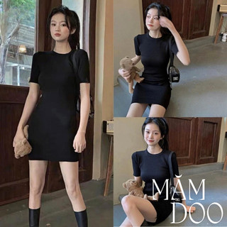 Đầm Body Nữ Trơn MĂMDOO Dáng Basic, Váy Nữ Chất Gân Dày Dặn Form Năng Động