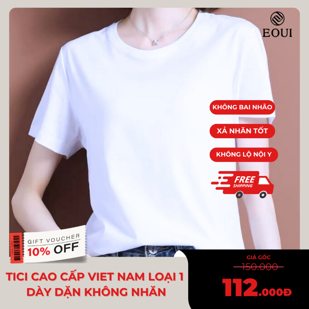 Áo phông Simaysi form vừa, áo thun chất tici Việt Nam, mịn nhẹ màu trắng basic