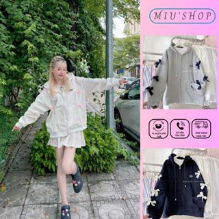 Áo Hoodie Zip Tay Đính Nơ, Áo Khoác Nam Nữ Unisex Chất Nỉ Bông Form Rộng Thời Trang Hottrend
