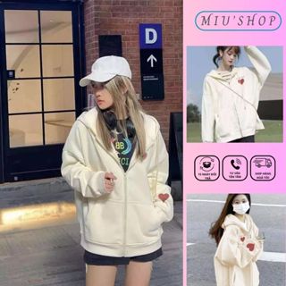 Áo Hoodie Zip Nữ , Áo Khoác Nỉ Có Mũ In Trái Tim Đỏ Chất Liệu Cao Cấp Dày Dặn Siêu Xinh HOT TREND 2025