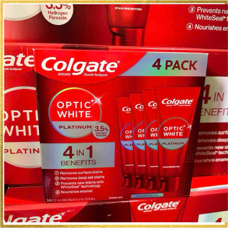 Kem đánh răng Colgate Optic Platinum 4in1 Benefits của Mỹ