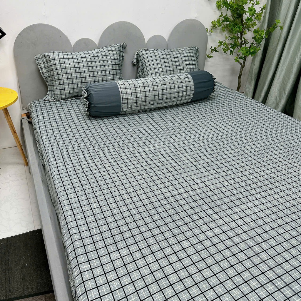 Drap thun Hàn Quốc mẫu caro phối (đủ size - vui lòng chat với shop nếu có yêu cầu thêm)
