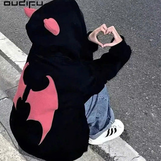 Áo Khoác Nỉ Bông Tàu Cao Cấp Có Mũ Trùm Hình Sừng Quỷ Nhỏ in hình 5d siêu hot Dễ Phối Đồ Cho Cặp Đôi Gà Bông