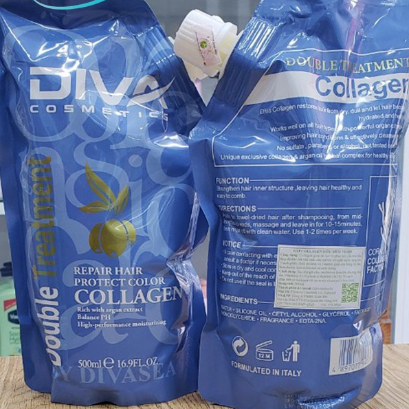 Hấp ủ tóc siêu mượt  DIVA Cosmetics Collagen 500ml