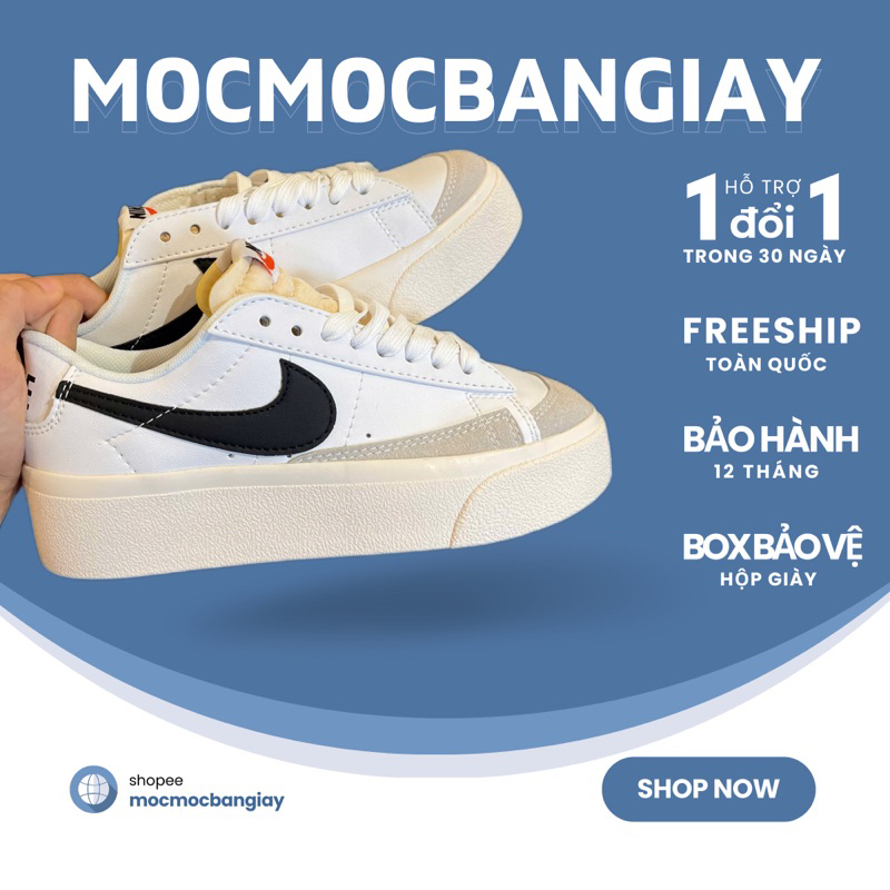 Giày Sneakers Nam Nữ, Giày Blazer Low Platform 'White' [Tặng Kèm Box Bảo Vệ]