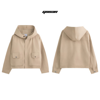 Áo Khoác Kaki Viora Nữ Gooan - Chất Liệu Cotton 100%, Form Rộng, Phong Cách Hàn Quốc, Có Mũ, Màu Đen, Xám, Be