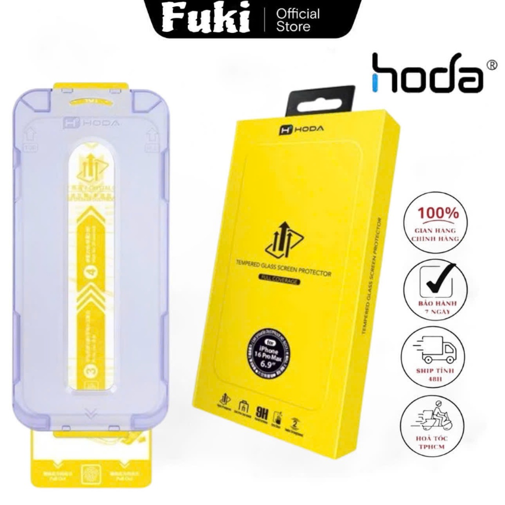 Cường lực HODA Trong Suốt 0.33mm Chính Hãng Cao Cấp cho iP 16 Pro/ 16 Pro Max, 15 Pro/15 Pro Max/ 14