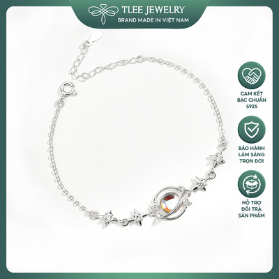 Lắc tay bạc nữ TLEE mặt Galaxy gắn đá moonstone điểm sao lấp lánh TLEE JEWELRY LT0338