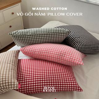   100% WASHED COTTON  Lẻ 01 Vỏ gối nằm 50x70  45x65 dệt từ 100% Cotton mềm mại  Không ruột gối  