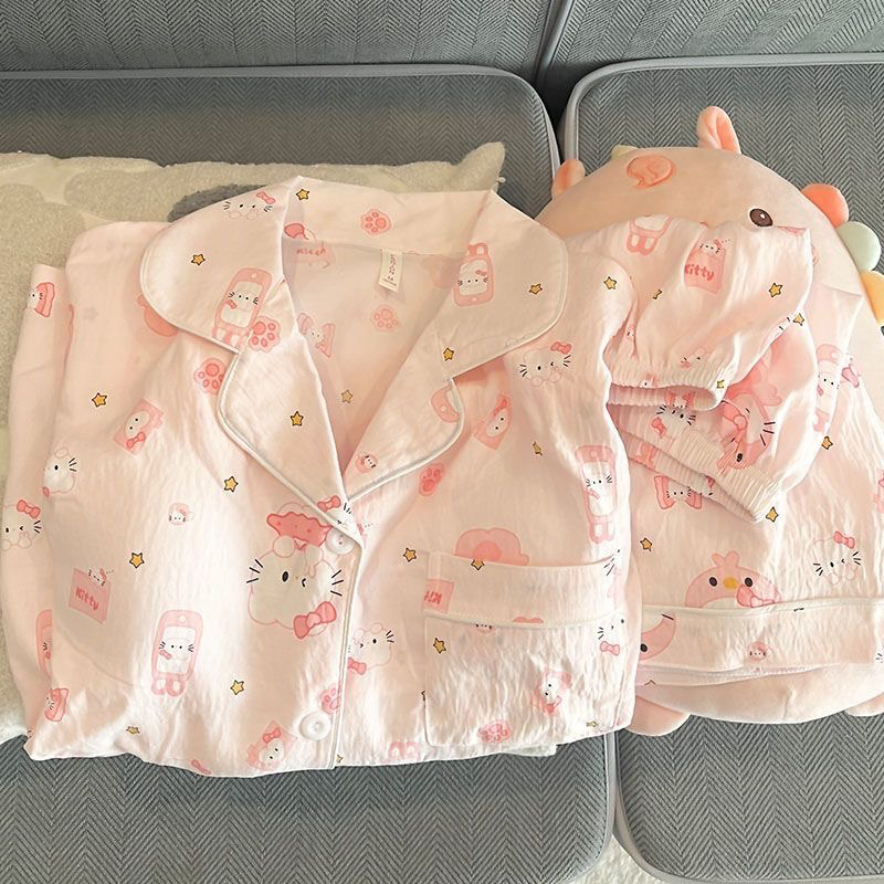 𝐘𝐮𝐫𝐢.𝐬𝐭𝐨𝐫𝐞(Sẵn) Bộ Ngủ Pijama Cộc Tay Hoạ Tiết Dễ Thương 2025