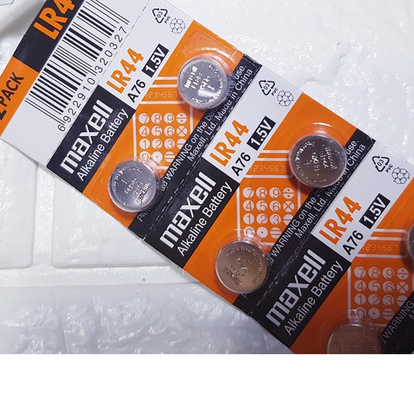 Vỉ 10 pin cúc áo Maxell Alkaline LR44 – SR44 – AG13 – CA18