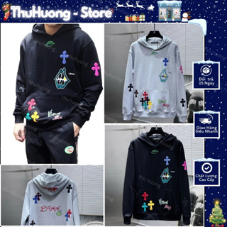 Áo hoodie họa tiết chom chữ thập bản phối mũ siêu dày dặp fom chuẩn 1 1 qc new 2025