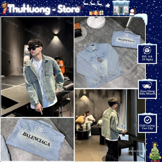 Áo khoác bò unisex nam nữ logo thêu phối màu siêu sang new 2025