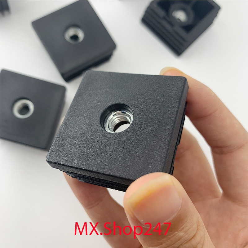 Nắp bịt nhựa có ren cho sắt hộp, nút bịt tăng chỉnh chân bàn ghế