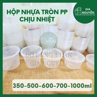 Hộp Nhựa Tròn PP 350ml, 500ml, 600ml, 700ml, 1000ml (Kèm Nắp) Chịu Nhiệt Đựng Thực Phẩm