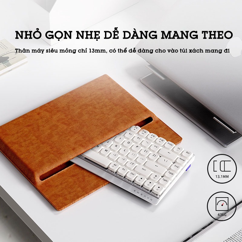 Bàn phím cơ không dây 3 mode low profile eweadn MK84, đèn led trắng, red switch, chơi game làm việc văn phòng | BigBuy360 - bigbuy360.vn
