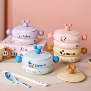 Bát đĩa sứ Decor, Bát chén ăn cơm, Tô ăn mì Tô Phở kèm nắp hoạ tiết gấu dâu Lotso và Vịt Daisy xinh xắn dễ thương